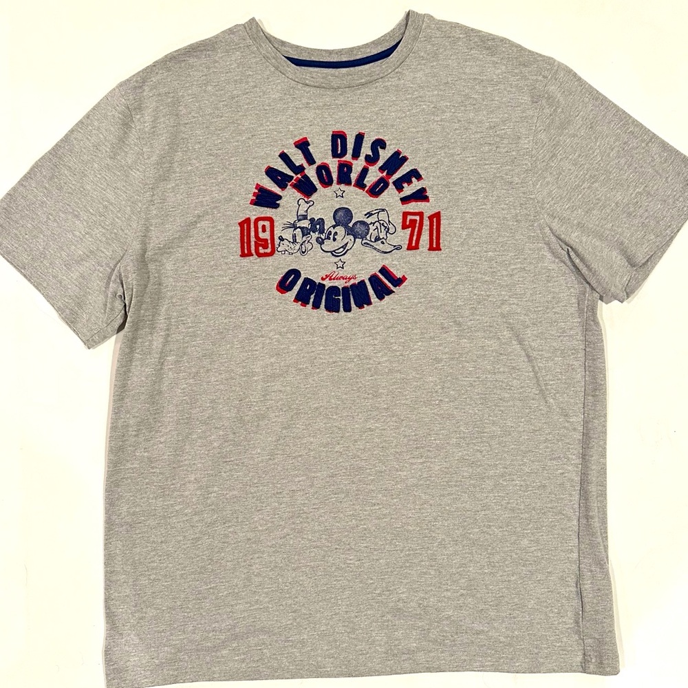 Disney Grey Short Sleeve T-Shirt with Red & Navy Graphic